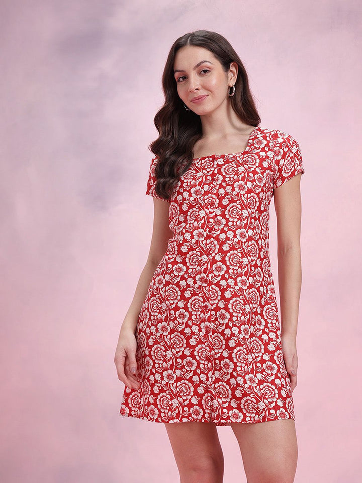 DressBerry Floral Print A-Line Dress