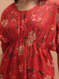 Vishudh Printed Round Neck Kaftan With Pants Co-Ords