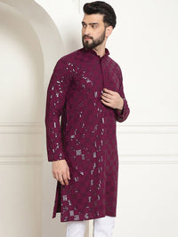 SOJANYA Geometric Embroidered Sequinned Pure Cotton Kurta