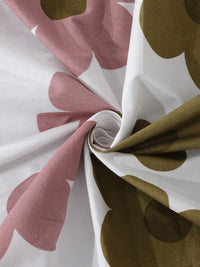 KLOTTHE White Floral Cotton 300 TC King Cadar Halus dengan 2 Sarung Bantal-98 x 89 inci