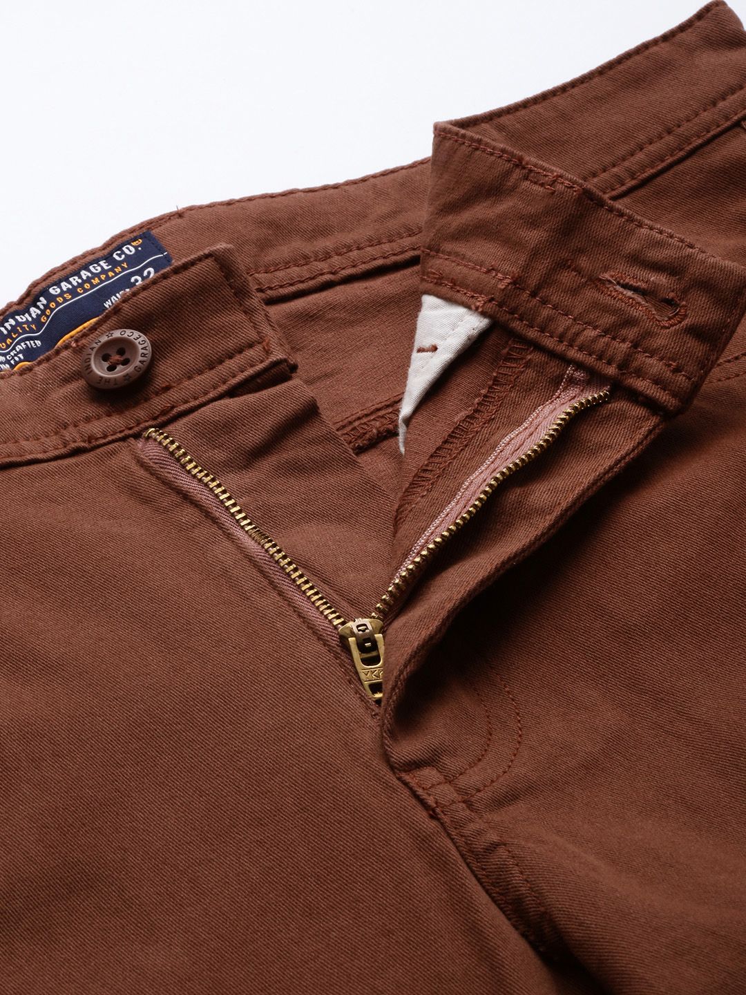 The Indian Garage Co Men Brown Solid Chinos Trousers