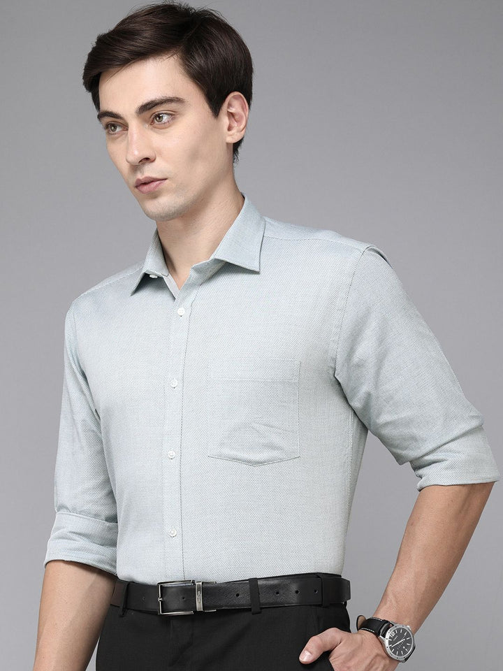 Park Avenue Men Blue Textured Pure Cotton Slim Fit Formal Shirt