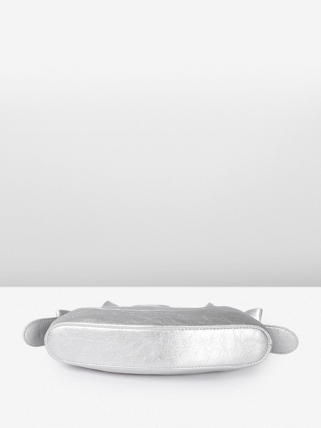 DressBerry Textured Half Moon Shoulder Bag with Bow Detail