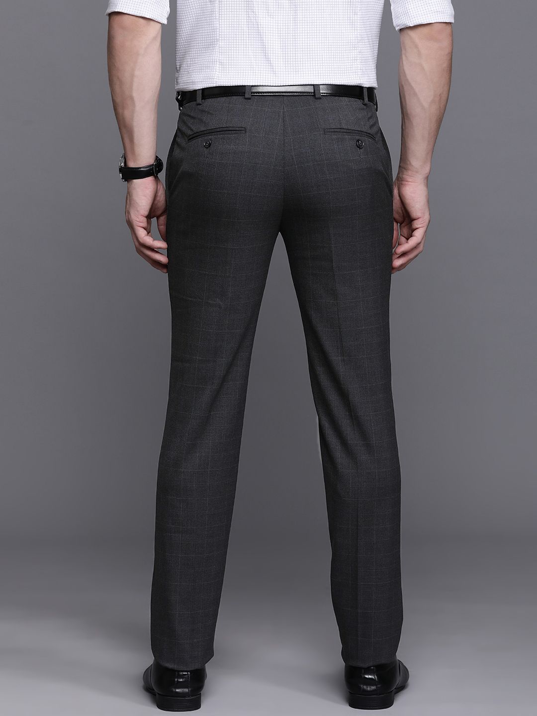 Raymond Men Checked Slim Fit Formal Trousers