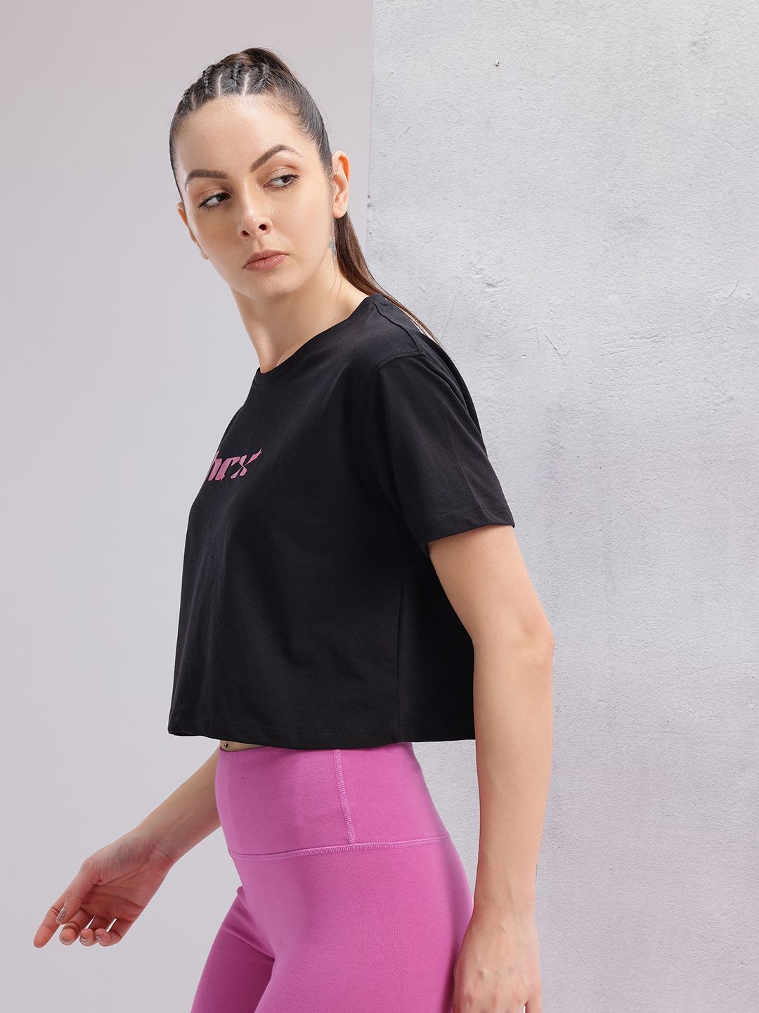 HRX by Hrithik Roshan Brand Logo Print Crop T-shirt
