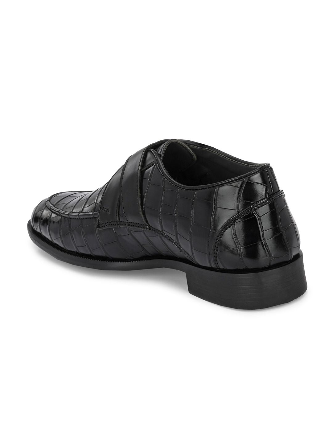 House of Pataudi Men Textured Formal Monk Shoes