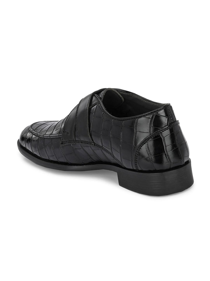House of Pataudi Men Textured Formal Monk Shoes