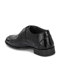 House of Pataudi Men Textured Formal Monk Shoes