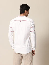 Mr Bowerbird Pure Cotton Floral Embroidered Tailored Fit Opaque Casual Shirt