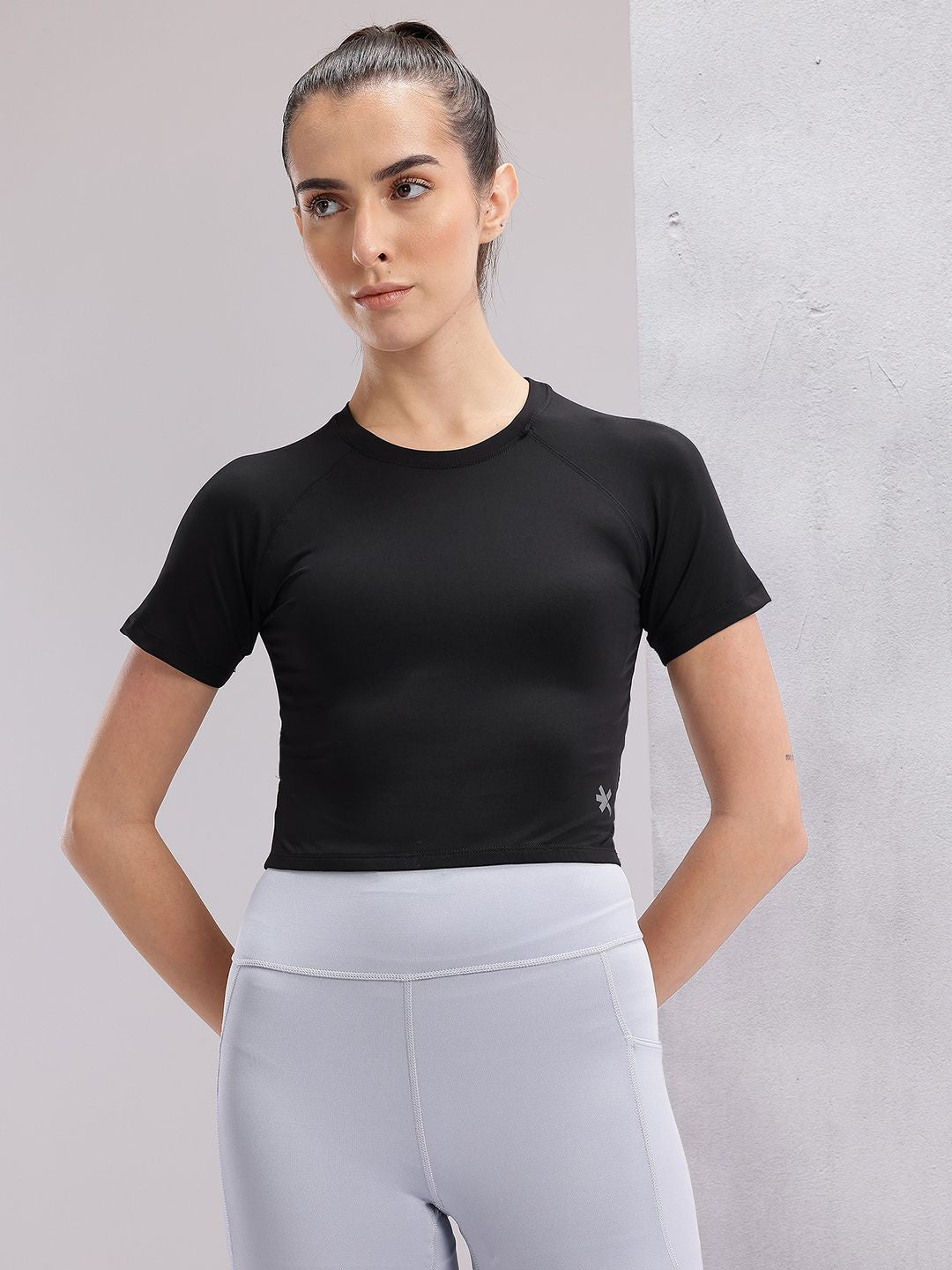 HRX by Hrithik Roshan Women Cut Outs Slim Fit Crop Training T-shirt
