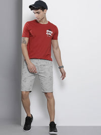 The Indian Garage Co Men Grey Printed Slim Fit Cotton Chino Shorts