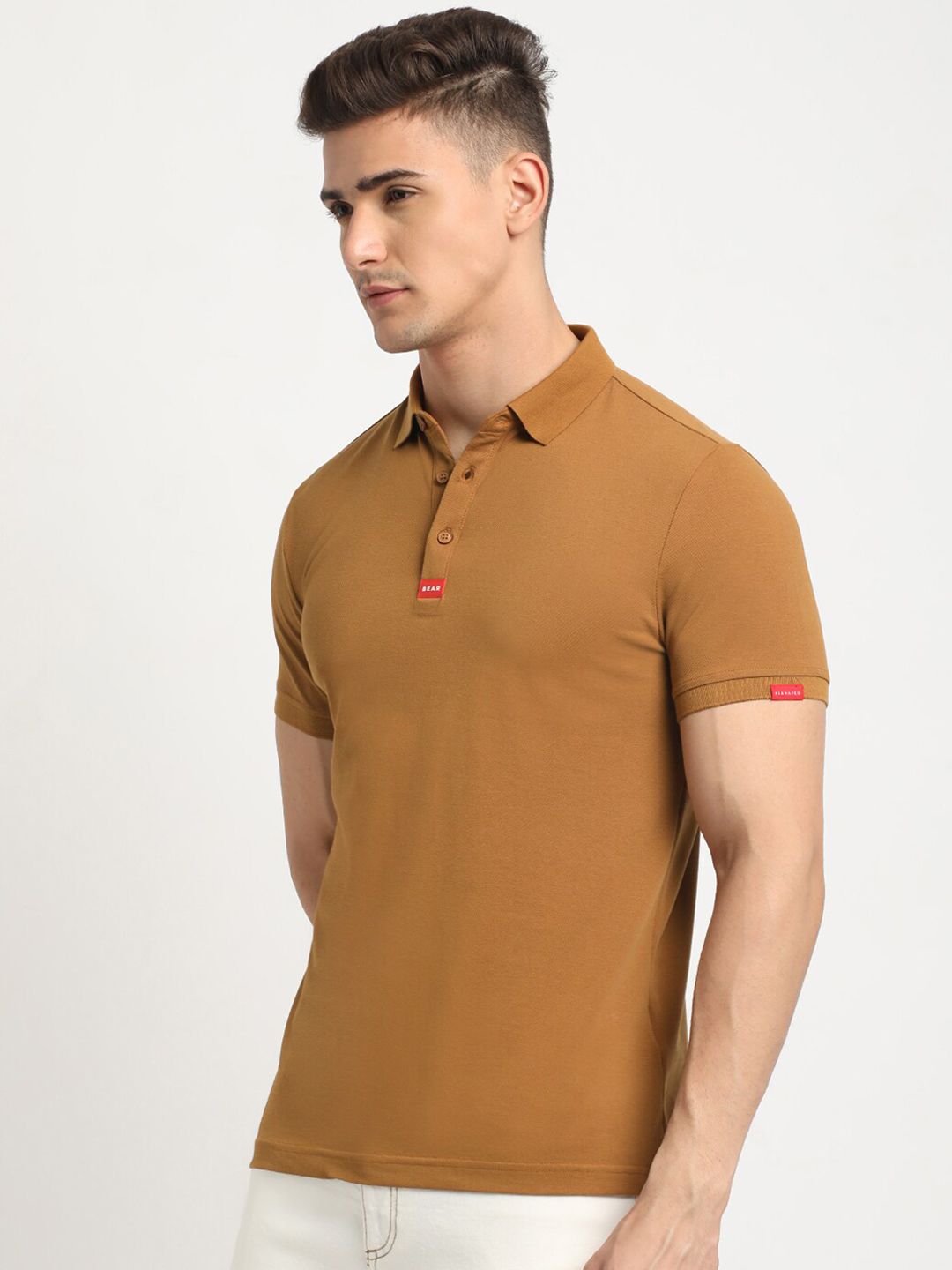 THE BEAR HOUSE Polo Collar Short Sleeves Slim Fit T-shirt