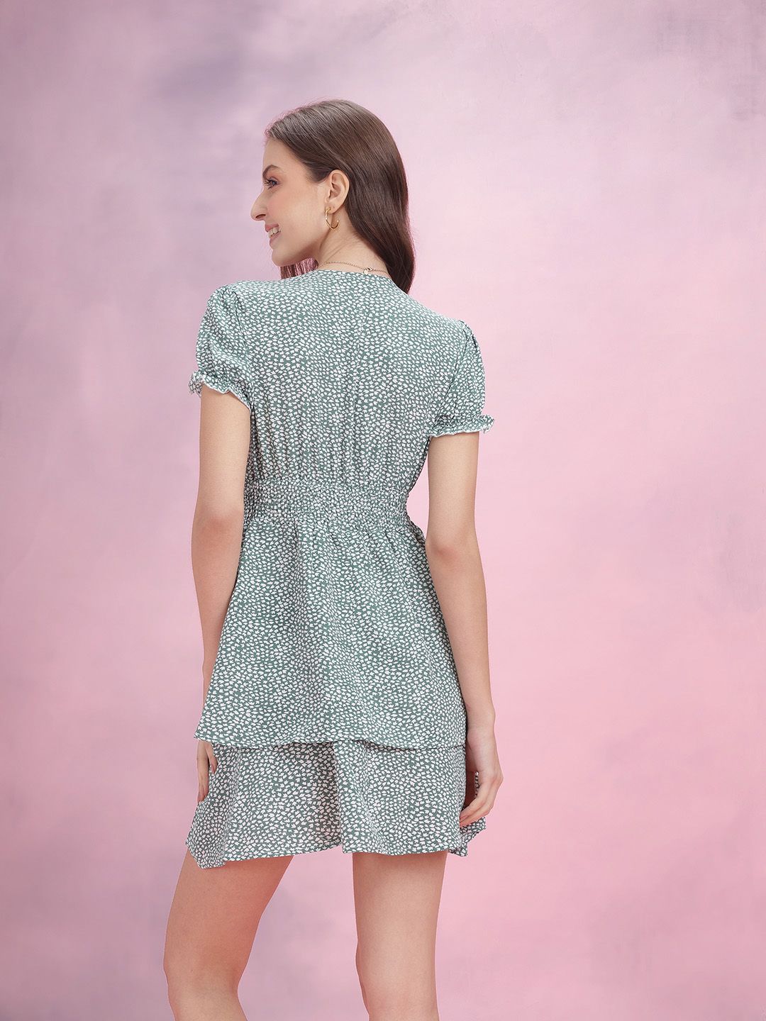 DressBerry Floral Printed Tie-Up Detail A-Line Dress