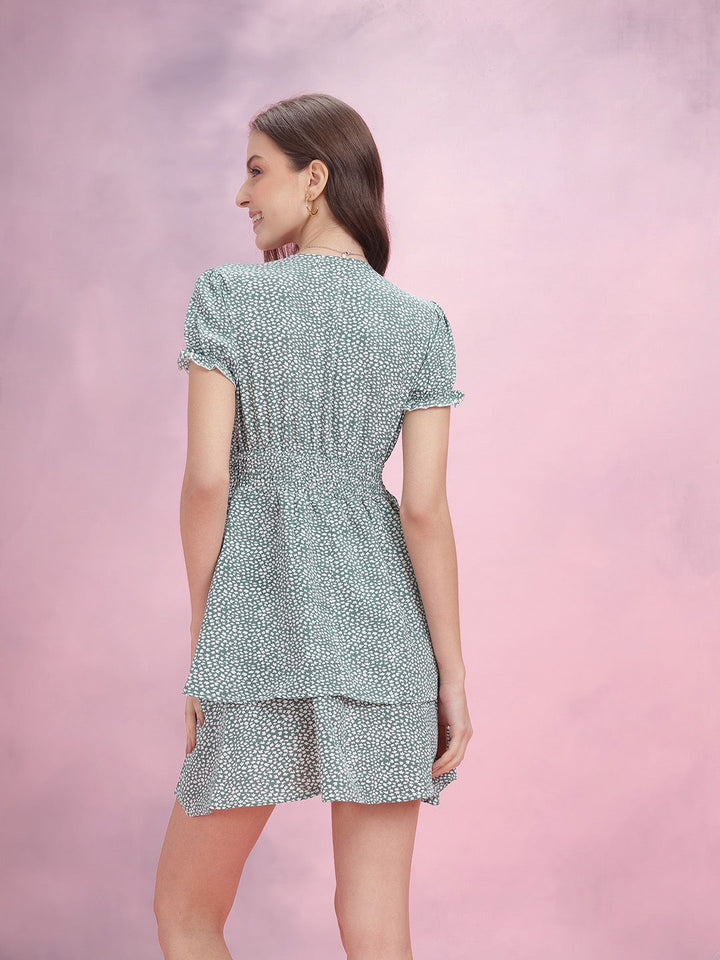 DressBerry Floral Printed Tie-Up Detail A-Line Dress