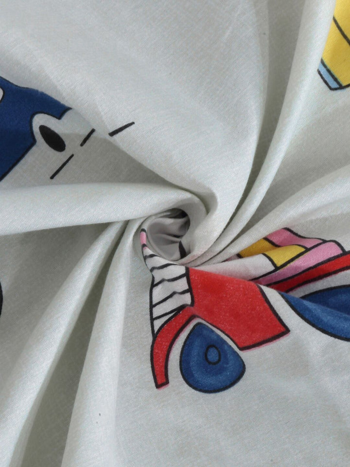 KLOTTHE White Conversational Cotton 300 TC King Cadar Halus dengan 2 Sarung Bantal-250 x 225 cm