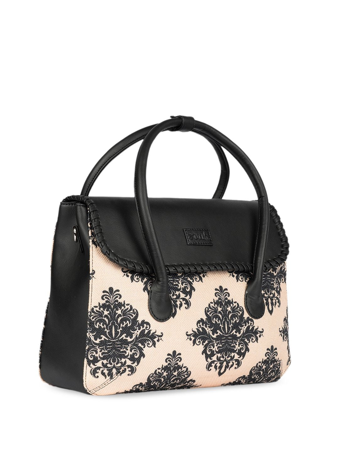 ZOUK Ethnic Motifs Printed Jute Structured Satchel