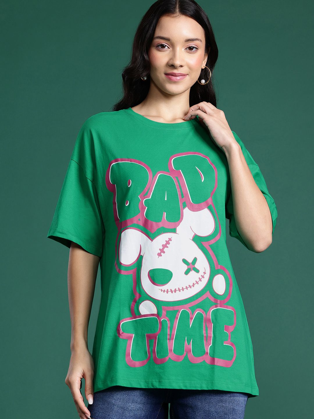DressBerry Printed Pure Cotton Oversized T-shirt