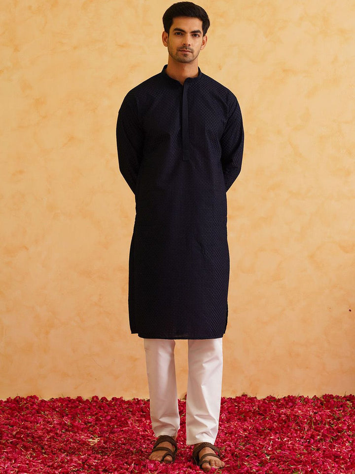 SOJANYA Embroidered Regular Thread Work Pure Cotton Kurta with Churidar
