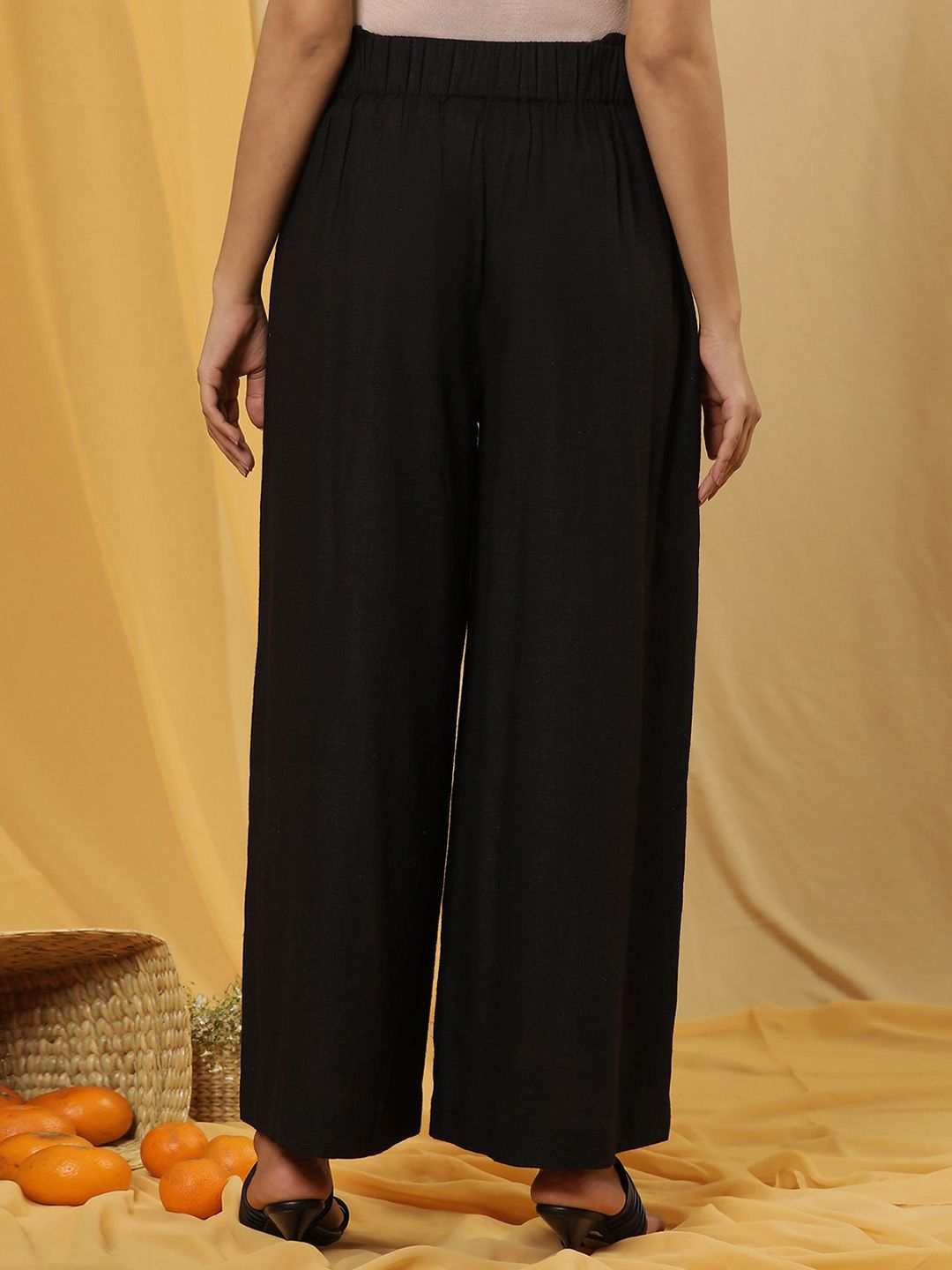 W Women Straight Fit Pleated Parallel Trousers