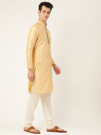 SOJANYA Men Golden Solid Straight Kurta
