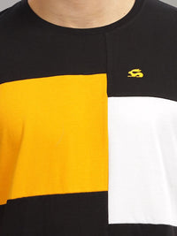 ADRO Colourblocked Regular Fit Cotton T-shirt