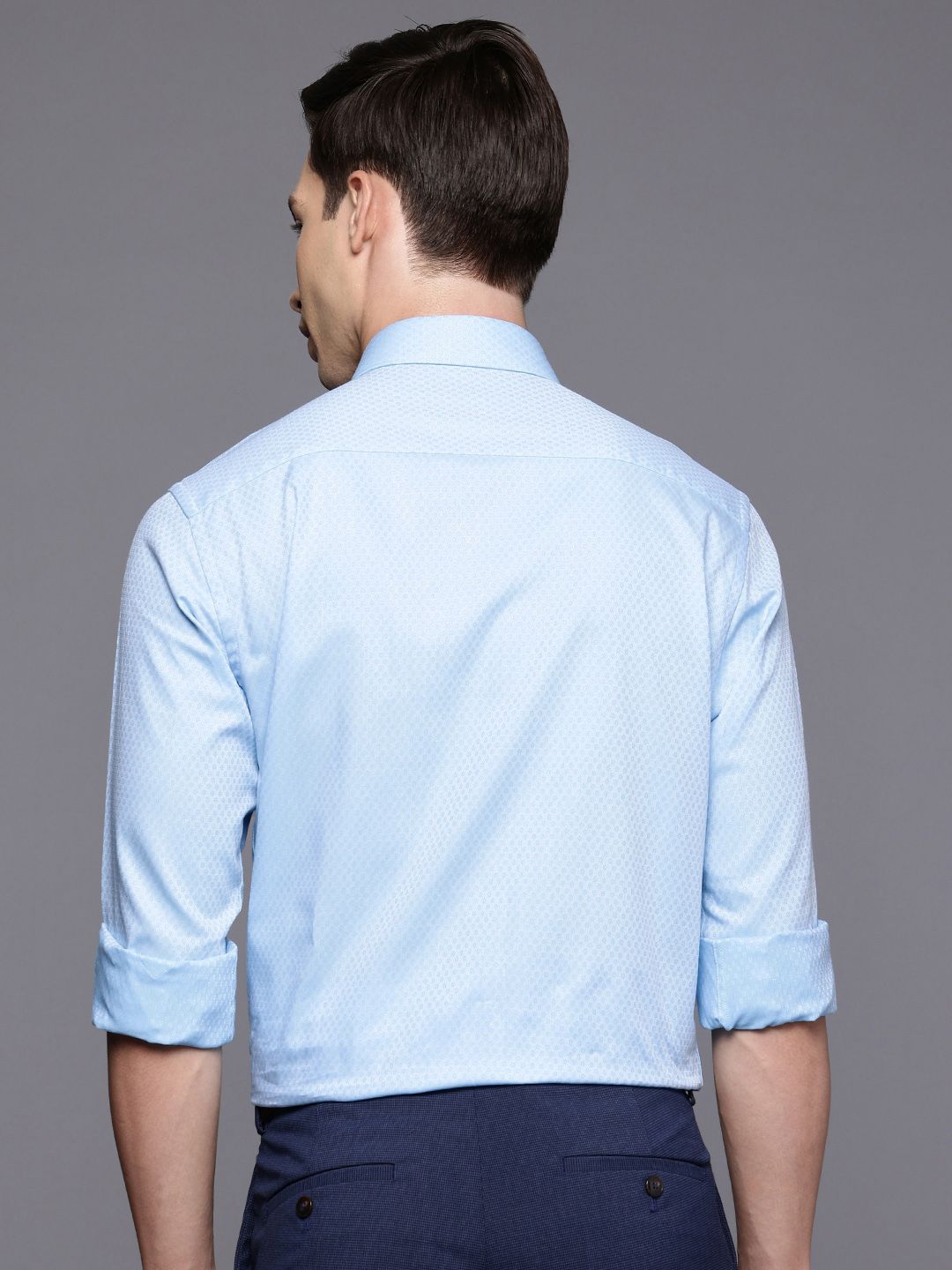 Raymond Slim Fit Geometric Self Designed Pure Cotton Formal Shirt