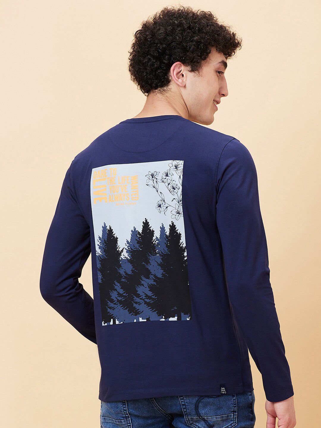 Being Human Graphic Printed Round Neck Long Sleeves Pockets Regular T-shirt