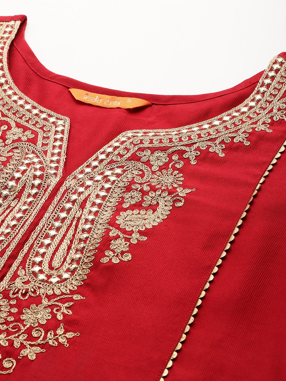 Indo Era Ethnic Motifs Yoke Design Zari Panelled Liva Kurta With Trousers & Dupatta
