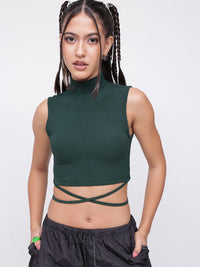 DressBerry Artistic Tie-Up Crop Fitted Top