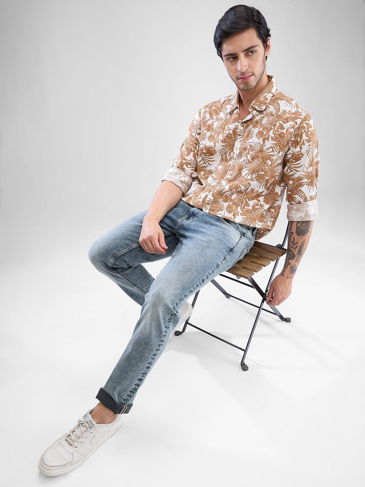 SPYKAR Men Slim Fit Floral Printed Opaque Spread Collar Casual Shirt