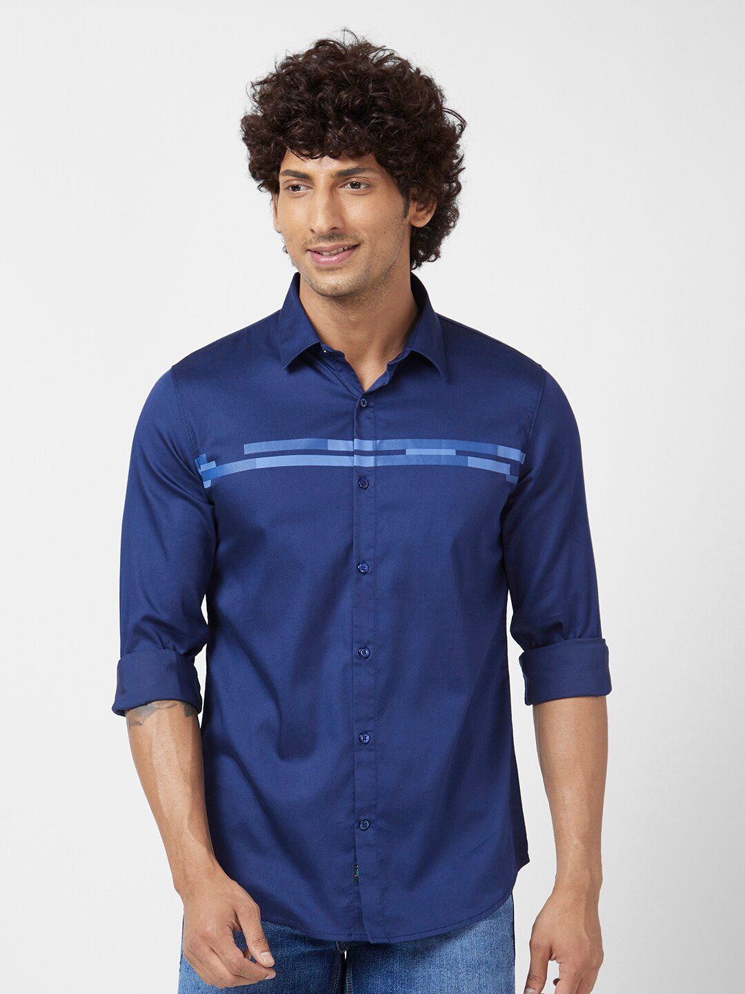 SPYKAR Classic Hortizontal Striped Regular Fit Spread Collar Opaque Casual Shirt