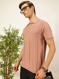 Thomas Scott Men Knit Striped Polo Collar T-shirt
