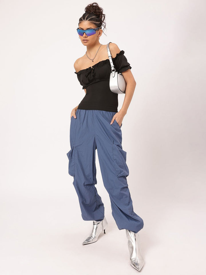 DressBerry Flirtatious Flair Off-shoulder Puff Sleeve Bardot Top
