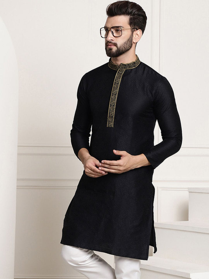 SOJANYA Paisley Woven Design Benang Kolar Mandarin Berfungsi Kurta Lurus