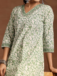 Libas Floral Printed V Neck Pure Cotton Kurta