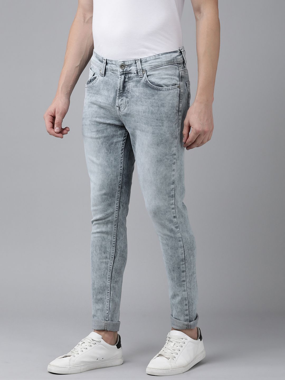 SPYKAR Men Super Skinny Fit Low-Rise Light Fade Stretchable Jeans