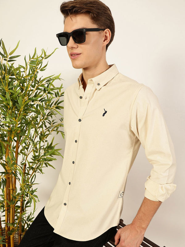 Thomas Scott Men Premium Button-Down Collar Solid Organic Cotton Slim Fit Casual Shirt