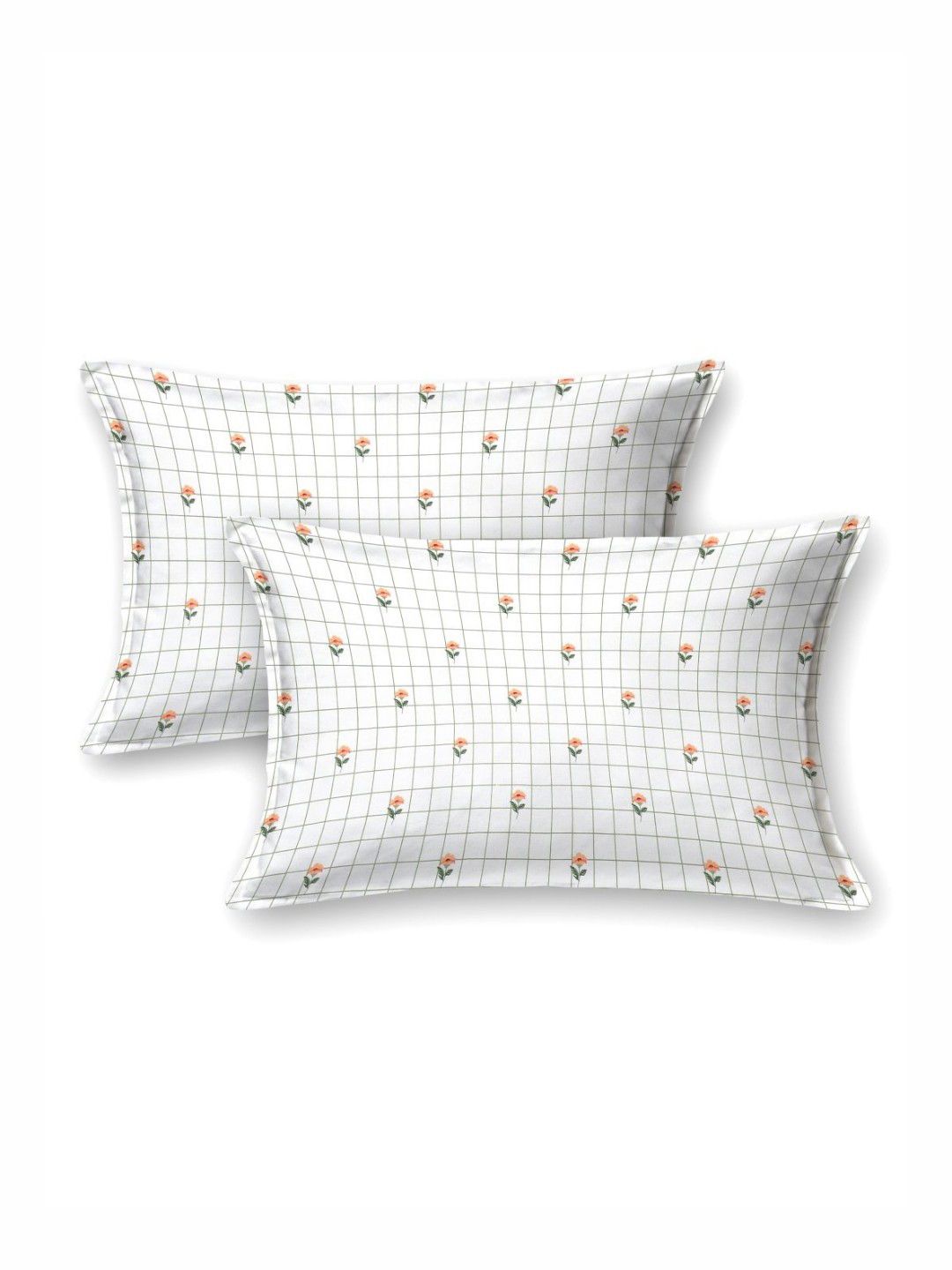 BOMBAY DYEING Thyme Peach Coloured Floral Cotton 210 TC King Bedsheet Set 2.74 x 2.74m
