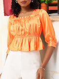DressBerry Feels Like Satin Ruffle Dazzle Cinched Waist Top