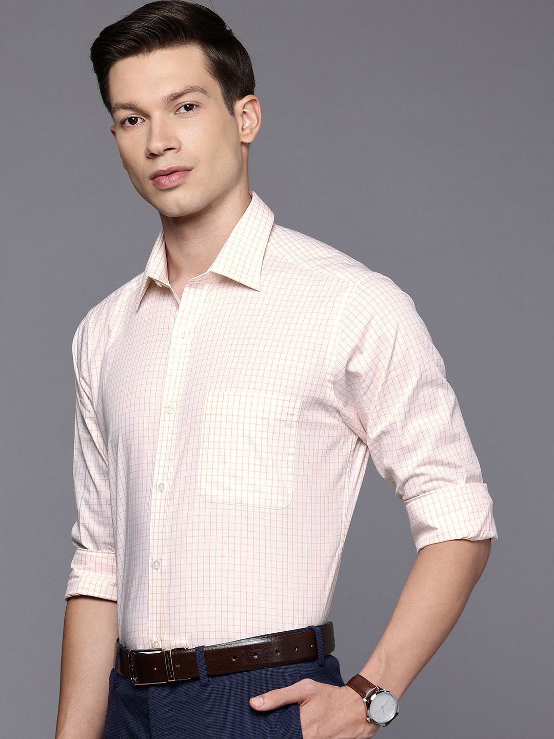 Raymond Slim Fit Checked Pure Cotton Formal Shirt