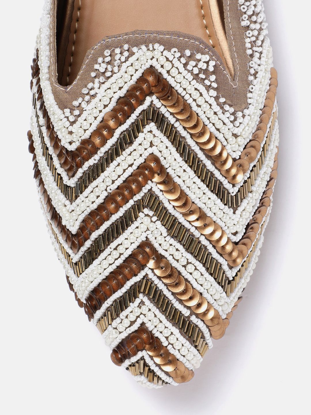 House of Pataudi Leather Embellished Ethnic Mules