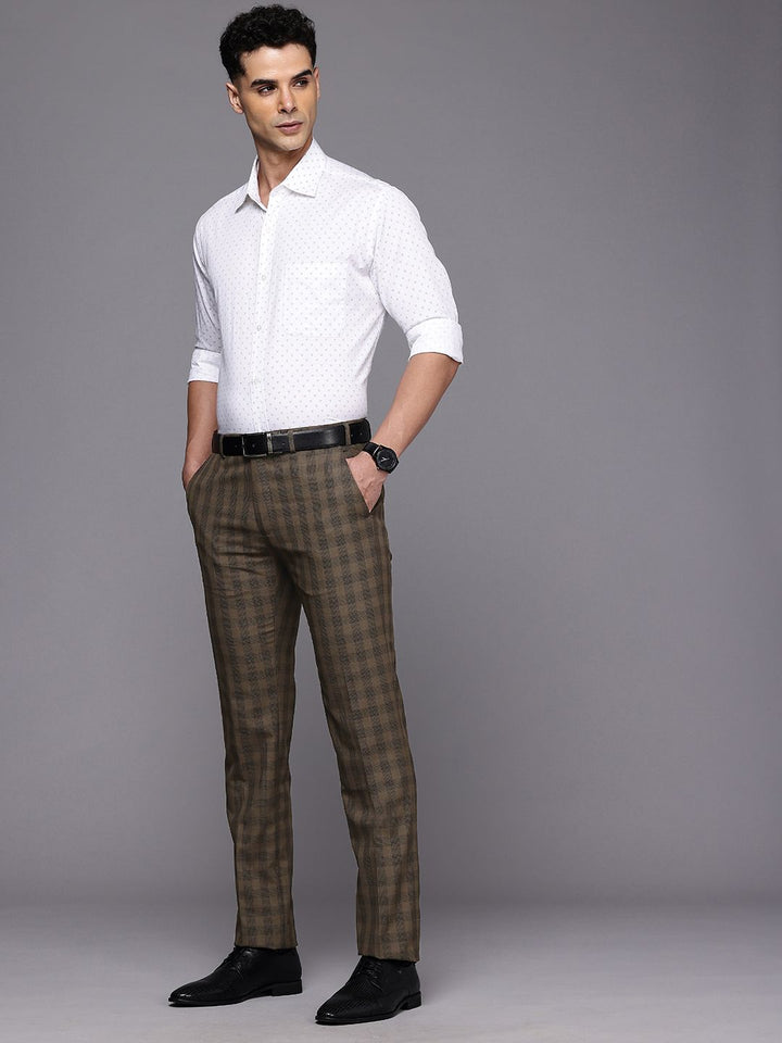Raymond Men Checked Slim Fit Formal Trousers