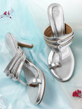 House of Pataudi Open Toe Woven Design Slim Heels