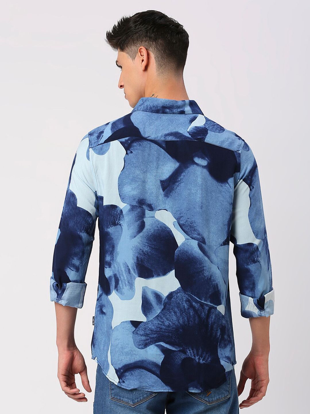 Being Human Slim Fit Abstract Printed Spread Collar Casual Shirt
