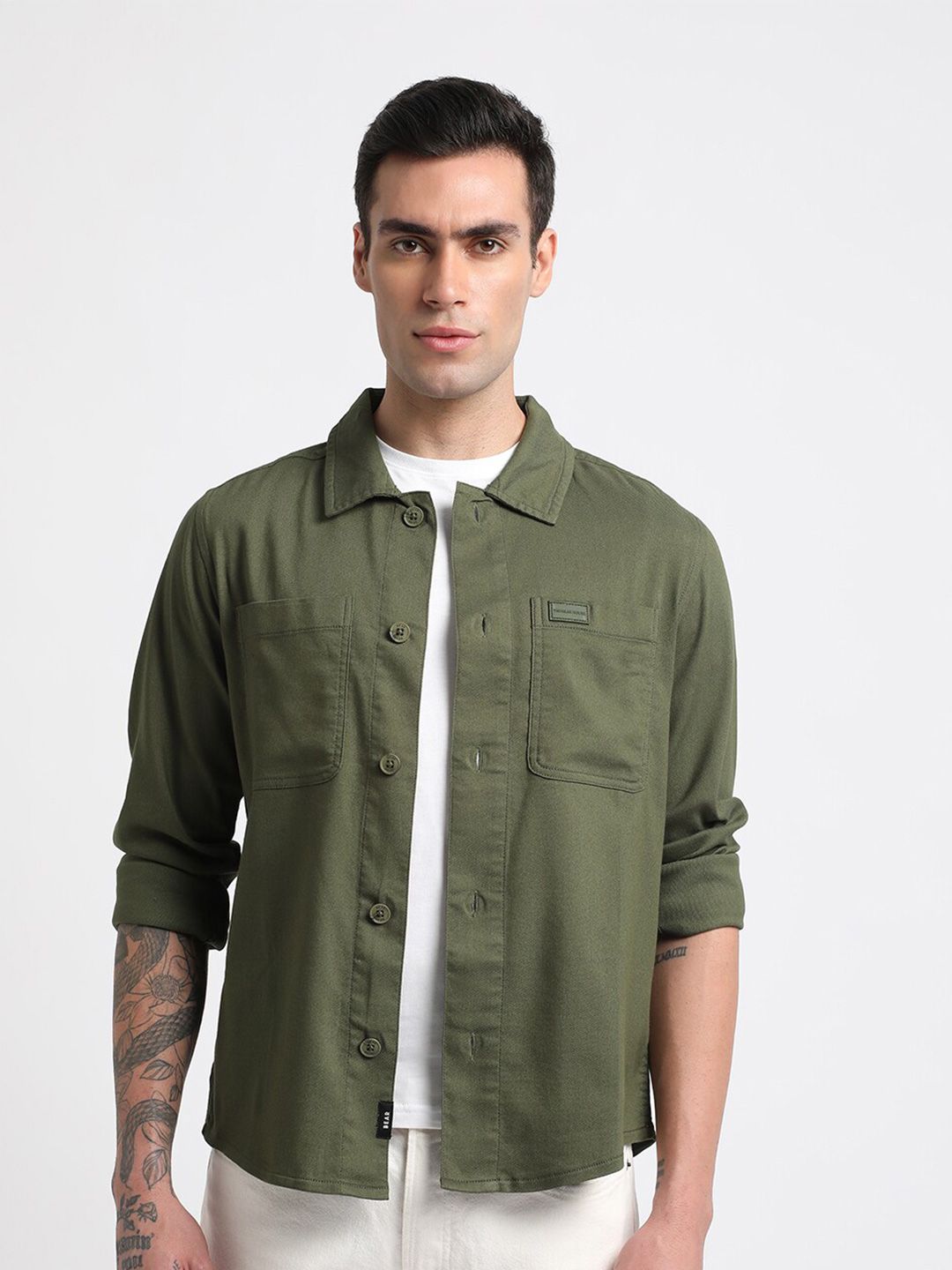 THE BEAR HOUSE 
Men Checked Regular Fit Poly Lycra Shacket