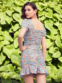 STREET 9 Floral Printed Square Neck Crepe Sheath Dress