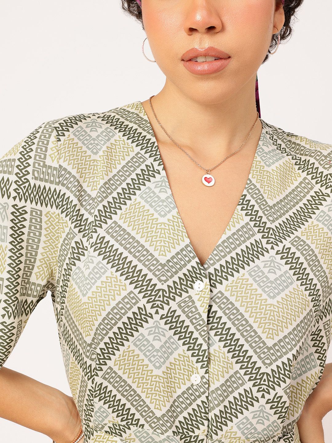 DressBerry Printed A-Line Mini Dress with Belt