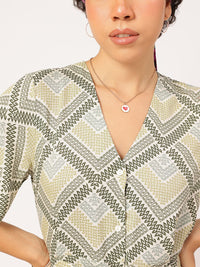 DressBerry Printed A-Line Mini Dress with Belt