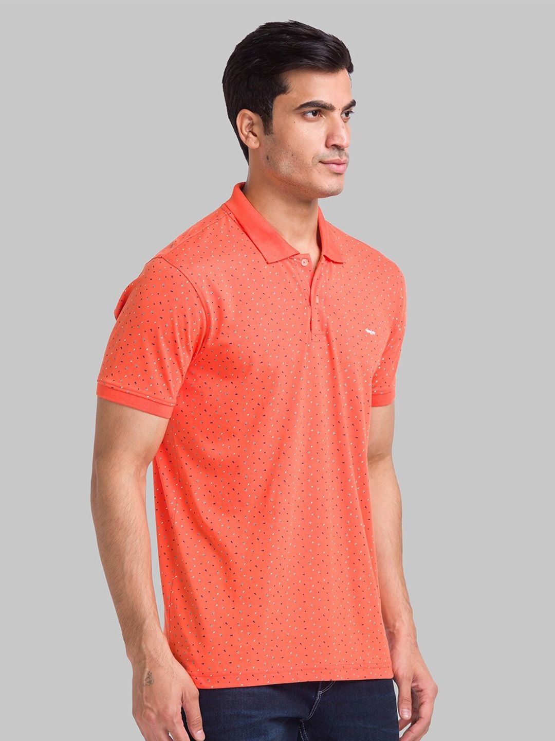 Park Avenue Micro Ditsy Printed Polo Collar Slim Fit T-shirt