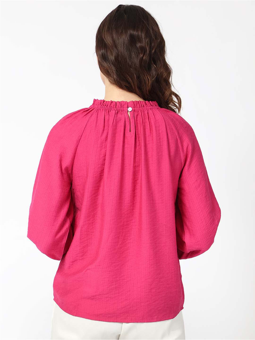 Rareism Round Neck Cuffed Sleeves Dopamine Formal atas